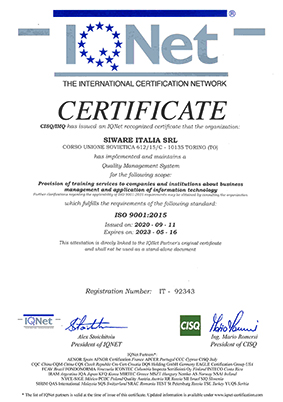 Certificazione IQ Net Siware Italia